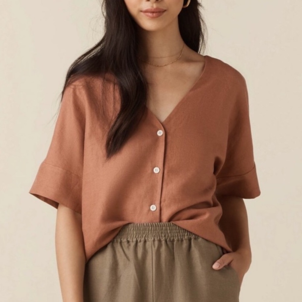 NWT Vetta Capsule Collection The Girlfriend Shirt XL Clay